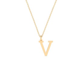 Gelin Letter Necklace in 14K Solid Gold | Small Initial Pendant for Women | A-Z Alphabet Jewelry | 18" (V)
