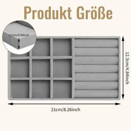 dusaniyali Pack of 8 Jewellery Trays, Jewellery Organiser Drawer, Jewellery Storage Drawer, Jewellery Organiser, Pax Organiser for Storage and Presentation (Grey)