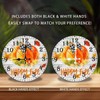 Lancholy 10-Inch Silent Wooden Wall Clock, Fall Pumpkin Clock Happy