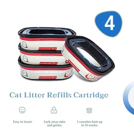 Cat Litter Refill Bags Cartridge Compatible with Litter Cat Genie Standard, Plus and XL Pail Refills, Pet Waste Bags Cat Litter Box Accessories,Pack of 4