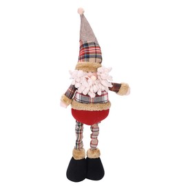 Christmas Plush Doll Extendable Leg Santa Claus Figurines Adjustable Christmas Standing Doll Cute Christmas Party Decorations Home Indoor Ornaments for Table Desk Fireplace Decor Home Decoration