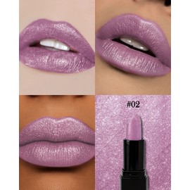 Caedelfly Metallic Lavender Lipstick, Long Lasting & Transfer Proof High Shine Glitter Diamond Creamy Lip Stick, Shimmer Lipstick for Women, Full-Coverage Lip Makeup for Women-02