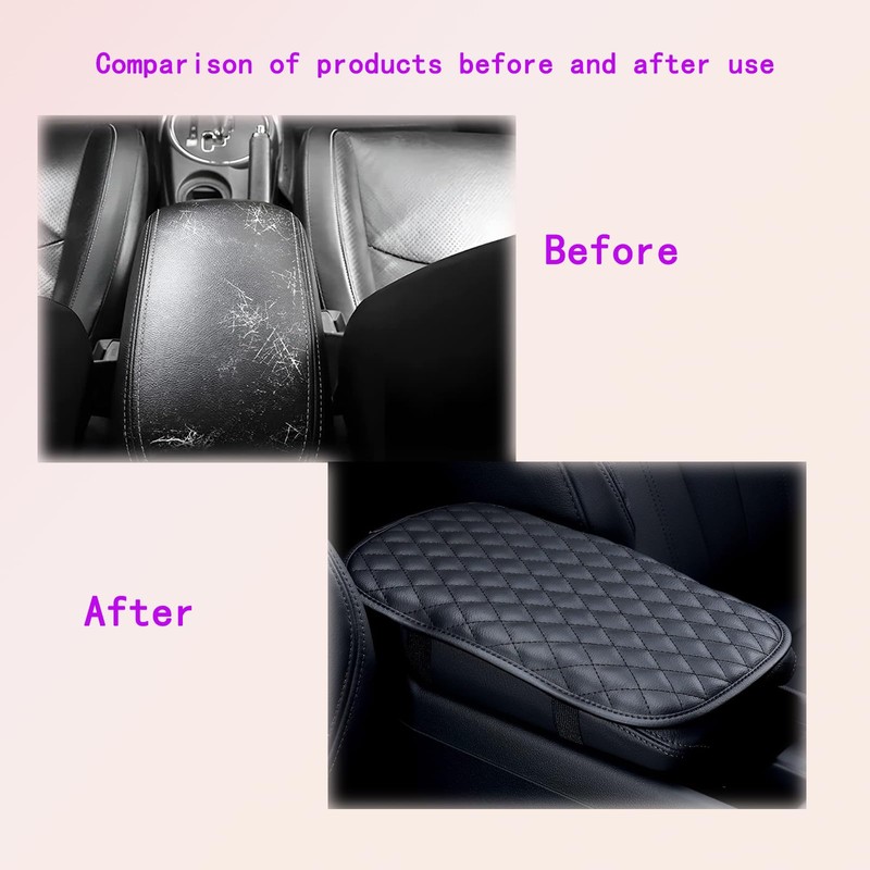 Universal Car Armrest Cover, PU Leather Auto Center Console Pad,
