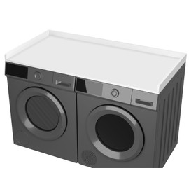 Washer Dryer Countertop 27.5" x 54" - Non-Slip Laundry Topper for Washer and Dryer, Laundry Room Countertop for Washer Dryer Topper, Edge Rails for Laundry Room Organization and Storage, White