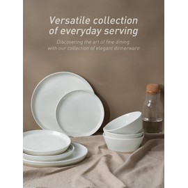 Famiware Saturn Dinnerware Sets, 18 Piece Dish Set, Plates and Bowls Sets for 6, White