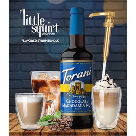 Torani Sugar Free Chocolate Macadamia Nut Syrup with Little Squirt Syrup Pump, 750ml 25.4 Ounces