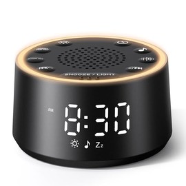 Dreamegg D1 Nova Sound Machine Alarm Clock, White Noise for Sleep, Black | 25 Sounds, 7 Gentle Alarms, Dimmable Clock, 10-480 Min Timer, White Noise M