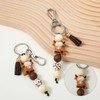 Yuanchu Cute Cow Keychains, Cattle Silicone Beaded Tassel Keyring Keychains