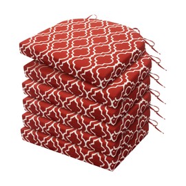 HARBOREST Outdoor Chair Cushions Set of 6 - Round Corner Water Resistant Outdoor Cushions for Patio Furniture - Patio Furniture Cushions with Ties, 17"x16"x2", Wine Red Geometry