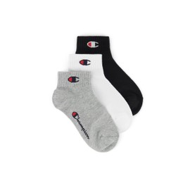 Champion Unisex-Kids and Teen's Basics 3pk Quarter Socks, Light Grey Melange, 9-11.5