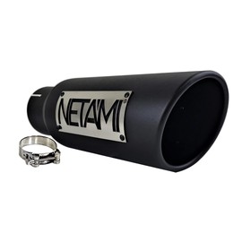 NETAMI 3" to 4" Exhaust Tip Stainless Steel Black Powder Coated Clamp-on 3" x 4" x 12" L