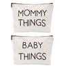 Mommy and Baby Bag Set Canvas Pouch Set Black Keepsake