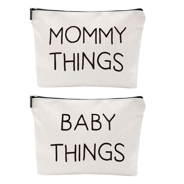 Mommy and Baby Bag Set Canvas Pouch Set Black Keepsake