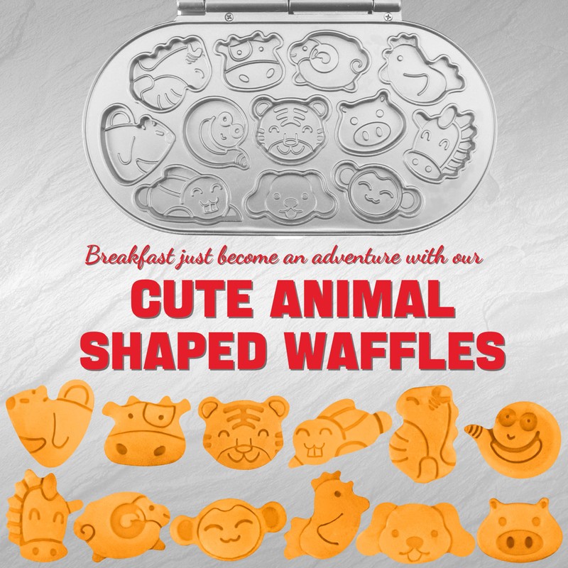 SugarWhisk Animal Mini Waffle Maker for Kids, Mini Pancakes Maker
