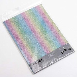Italian Options 250GSM Non Shed Glitter Card Craft Paper 10 Sheets, A4 Size, Pastel Rainbow