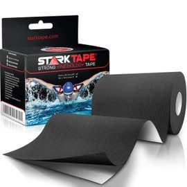 Starktape Kinesiology Tape Extra Kt Wide - Physio Athletic Medical Breast Kinetic Knee Taping for Sports, Shoulder, Wrist, Waterproof with Taping Guide, 4" x 16.4' Roll Black