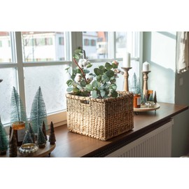 Decorasian Kallax Expedit Storage Basket Braided from Water Hyacinth – Seagrass Rectangular – Square Shelf Basket – L = 34 cm