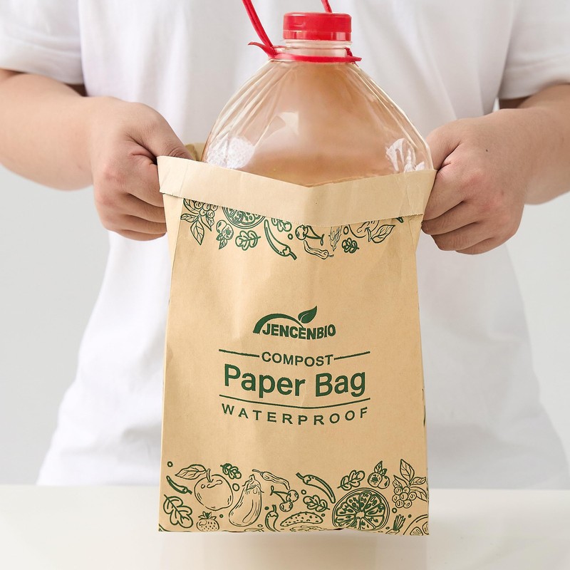 JENCENBIO Compostable Paper Bag Leakproof Kitchen Food Waste Bag 30
