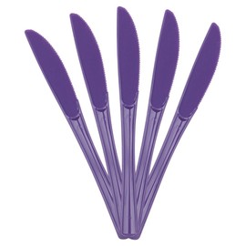 JAM PAPER Premium Utensils Party Pack - Plastic Knives - Violet Purple - 48 Disposable Knives/Pack