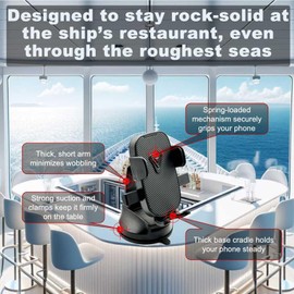 Boat Phone Mount, Suction Cup Cell Phone Holder Marine Heavy Duty Dash Universal Desk Waterproof Boats Phone Holder for Boating Kayak Sailing Marina for iOS Android Smartphone