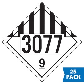 3077 Placard, Class 9 Miscellaneous 25-pk. - 10.75" x 10.75" Removable Self Adhesive Vinyl for Temporary Applications, DOT Hazmat Compliant, J. J. Keller & Associates, Inc.