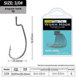 Texas Pro Hook Set (1-3#, 5pcs) Reinforced Curvature  Hook-Holding Power  Heavy-Duty Casting#TexasHook #HeavyDutyFishing #SaltwaterReady HeavyDutyHook Pike Strong Musky Sharp fishing lure - #: QBJ-3/0#8pcs