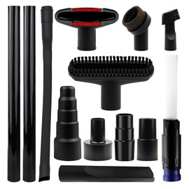 13 PCS Universal Vacuum Attachments Kit, 2 1/2" to 1 1/4" Wet Dry Vacuum Hose Adapter, 1 7/8" to 1" Adapter for Shop Vac, 1 1/4" Vacuum Cleaners Accessories with Horse Hair Brush, Extension Wand
