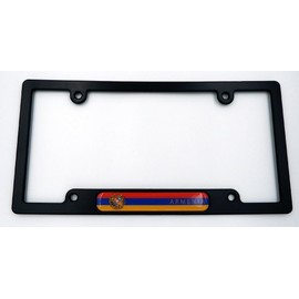 Armenia Black Plastic Car License Plate Frame with Domed Decal Insert Flag