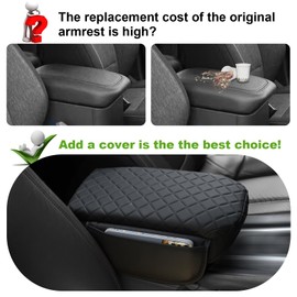 SDPVorn Console Cover for 2024 Ford Maverick Accessories 2025 2022 2023 Armrest Cover Leather Center Console Lid Cover with Pockets Arm Rest Pad for Maverick XL XLT Lariat