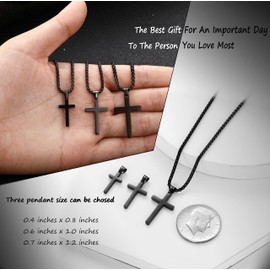 RWQIAN Stainless Steel Cross Necklace for Men Black 55cm Cross Pendant Necklace Simple Jewelry Christian cross Chain for Mens