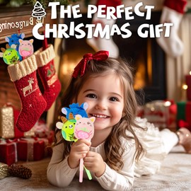 Plush Pens 3 Pack - Cute Pens with Soft Grip - Fun Pens for Kids Drawing & Writing - 12 Glittery Refills - Stocking Stuffers for Girls - School Supplies for Girls Boys - Christmas Gifts for Kids