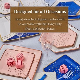 Deco Collection Blush Pink Hexagon Disposable Paper Side Plates - 7" (Pack of 18) - Perfect for Weddings, Parties & Special Occasion