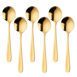 Buyer Star Bouillon Spoon Sets, 7-Inch Round Soup Spoons, Stainless Steel Finished Table Dinner Spoons