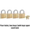 Master Lock 140Q Solid Padlocks, 4 Pack, Keyed-Alike, Brass, Silver