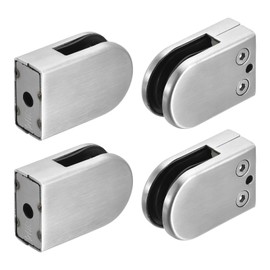 uxcell 4pcs Glass Clamp, 304 Stainless Steel Glass Bracket Suitable for 10-12 mm Thick 10mm Hole Dia Glass Holder Glass Clip Clamp Shelf Balustrade Staircase Handrail Silver