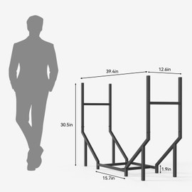 CADUKE Firewood Rack Outdoor 3.2ft Heavy Duty Fire Wood Storage Racks for Indoor Upgraded Metal Log Holder for Firewood Fireplace Wood Pile Storage Stacker Organizer