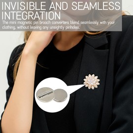 6 Pieces Mini Magnetic Pin Brooch Converters | Invisible Magnetic Pin Backs for Scarf, Shirts, and Thin Fabric | Silver Metal Lapel Pins Holder