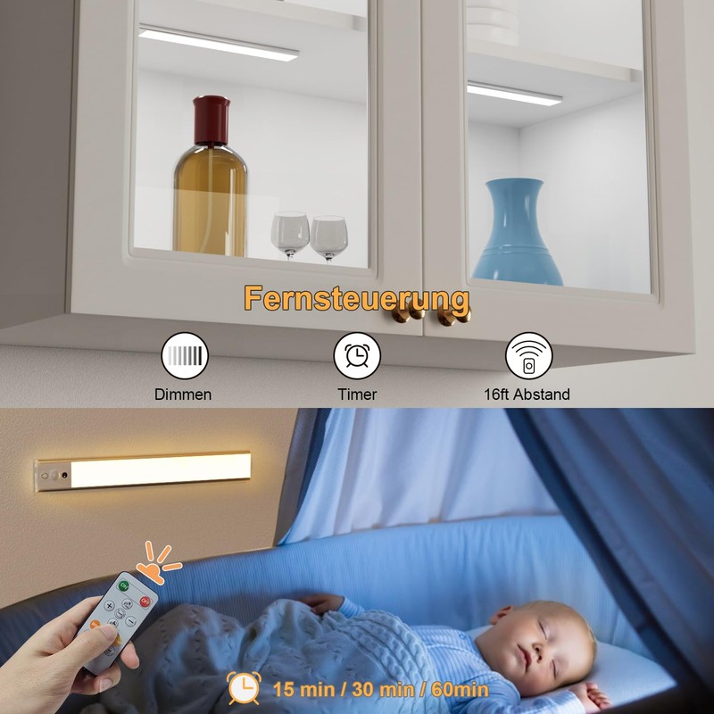 2023 Newest 2 Pack 30CM Under Cabinet Lights [with Remote],