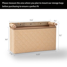 Besuerte Wall Hanging Organizer Bag Set of 2, Wall Mounted Laundry Hamper, Hanging Baskets for Organizing Toilet Paper, Clothes, Socks in Bathroom, Bedroom, Laundry Room, Living Room (Small, Beige)