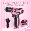 Cordless Drill：DEKOPRO 12V Power Drill Set with Pink 800RPM Electric