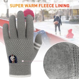 PKWEEN Winter Gloves for Toddler Kids - 3 Pairs Boys Girls Soft Warm Wool Lined Gloves Full Finger Children Thermal Knit Gloves (Black/Navy/Grey, 1-5 years old)