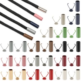 Pack of 24 Metal Cord Ends, Rope Laces Cord Locks for Shoelaces, Hoodies Accessories, Backpacks & Sportswear, DIY Repair Set