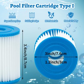 SLSM Type I Pool Filter Cartridge, High-Efficiency Filter Elements, 330 Gallon Pump Filter Cartridge for Pool Cleaning (16 Pcs)