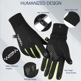 Long Keeper Kids Cycling Gloves Non-Slip Cycling Gloves for Boys Girls Touchscreen Warm Winter Sports Gloves Kids Bicycle Climbing Football (Green-S, S-(Hand Circumference: 14-16cm))