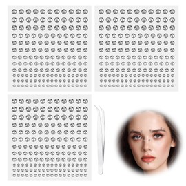 495pcs Face Gemstones, Non Piercing Nose Stud Stickers Silver Eyebrow Stud Stickers Lip Studs Stick on Face Rhinestones Diamond Stickers Cool Punk Y2K Makeup Patches for Women Men