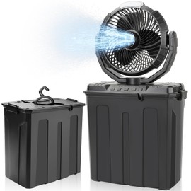 Ruimos Outdoor Portable Misting Fan with 9L Water Tank 20000mAh Rechargeable Battery Powered 3 Strong Wind & 3 Spray Mister Cooling Fan with Light, 80° Oscillation- Ideal for Camping,Garage,Patio Use