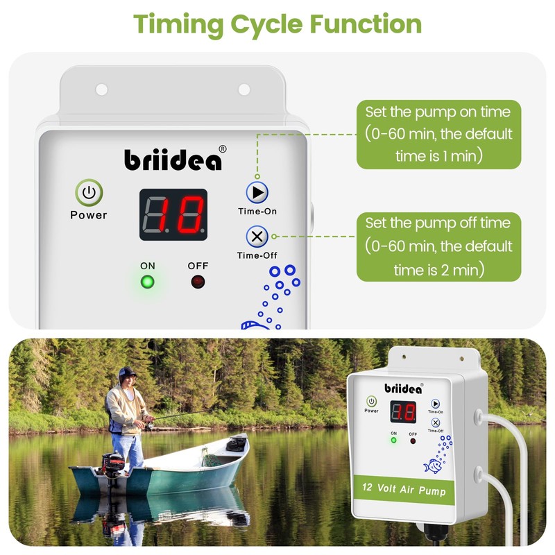 briidea New Generation, Aerator for Bait Bucket, 12 Volt Livewell