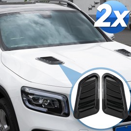 AUTOXBERT Car Hood Vents, 2Pcs Universal Bonnet Vent Trim Cover Engine Hood Car Exterior Parts Outake Hood Scoop Vent Kit (Gloss Black)