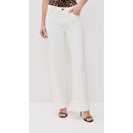 Lioness Women's Top Model Cuffed Jeans, Porcelain, White, XXXL