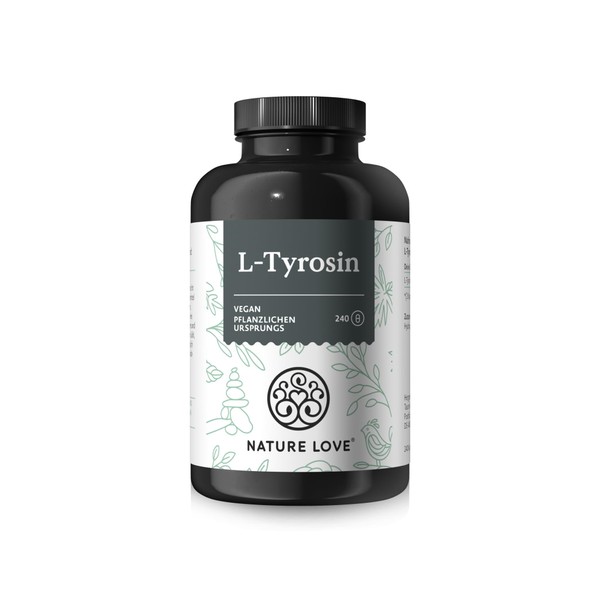 Vegan L-tyrosine (240 capsules) - high dose with 1000 mg per daily dose - 4 months range - from fermentation, laboratory tested and produced in Germany - without unwanted additives